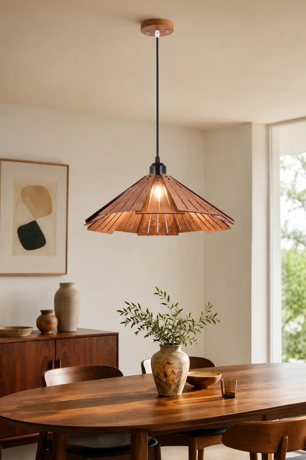 Samuels Retro Pendant Light, Metal & Wood - Lumpaz