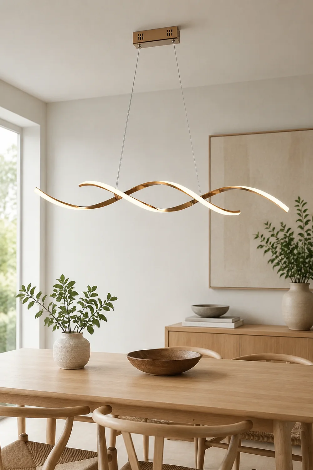 Modern Wavy Metal/Acrylic Pendant Light, Chrome/Gold - Lumpaz