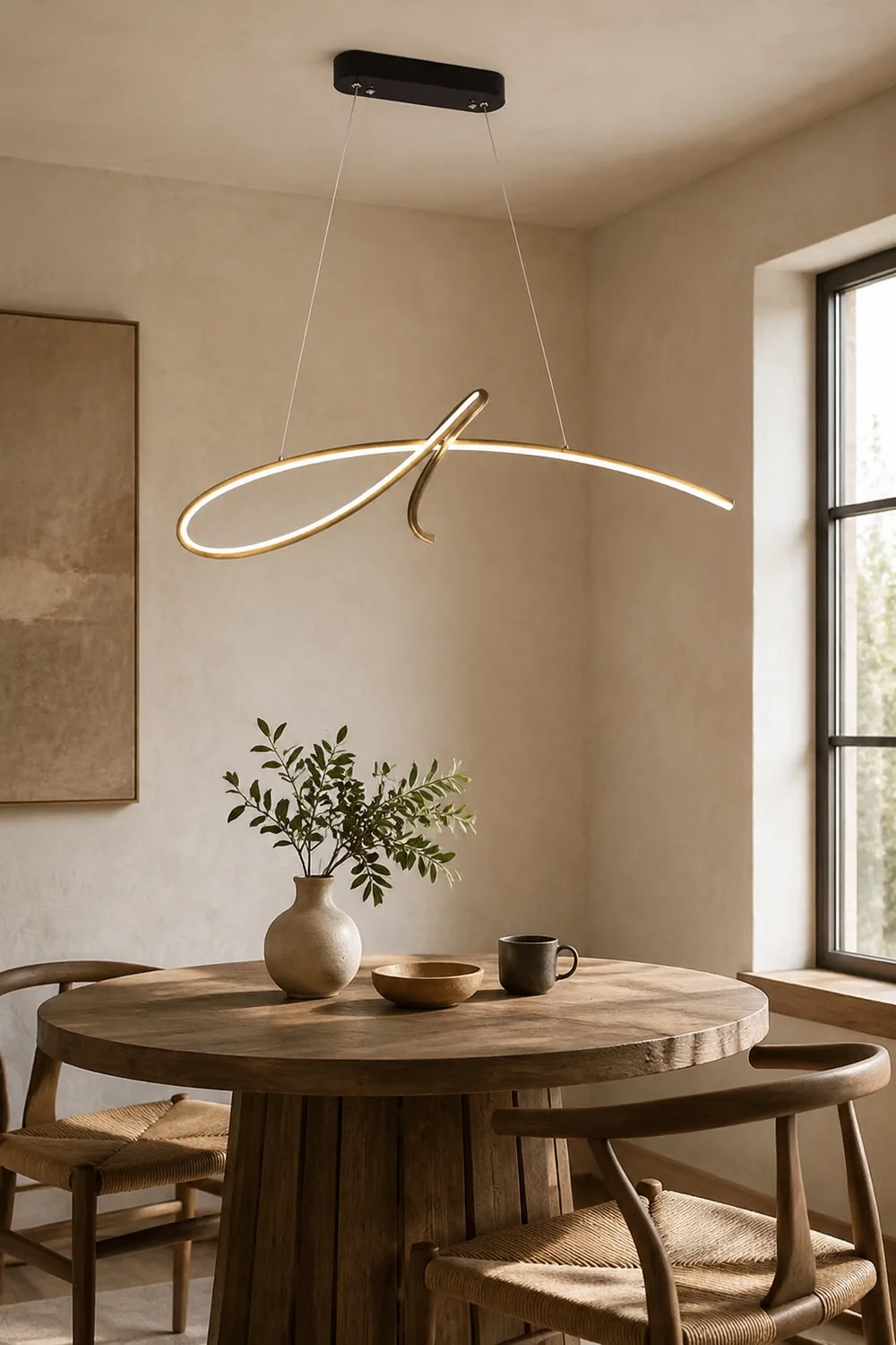 Pendant Light Irregular-curved Modern, Metal, Black/Gold, Restaurant - Lumpaz