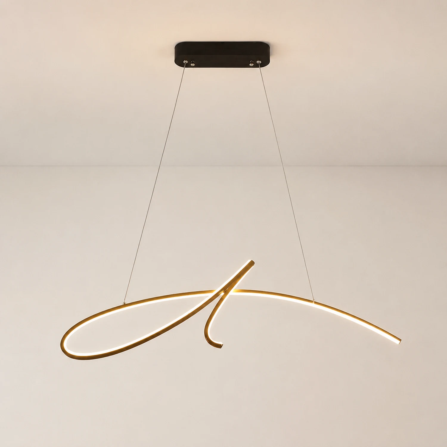 Pendant Light Irregular-curved Modern, Metal, Black/Gold, Restaurant - Lumpaz