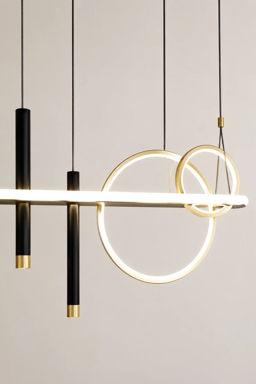 Madina Modern Ring Metal/Acrylic Pendant Light, Black/Gold - Lumpaz