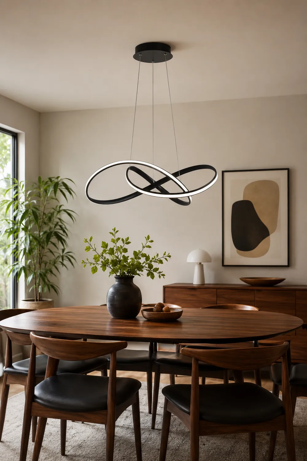 Pendant Light linear Modern, Acrylic/Metal, Black/White, Dining Room - Lumpaz