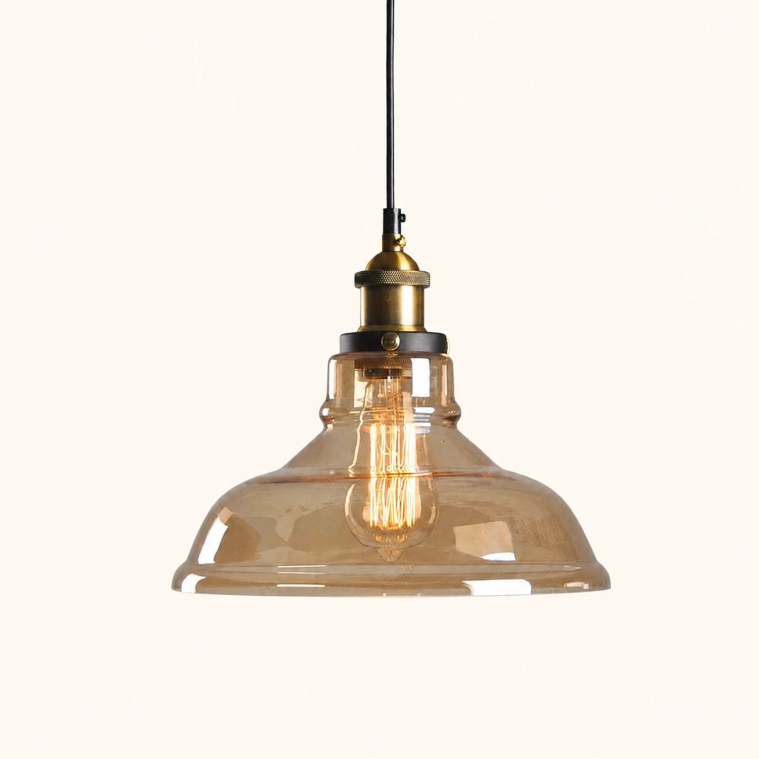 Levy Industrial Metal/Glass Pendant Light Clear/Amber/Smoke Gray Dining Room - Lumpaz