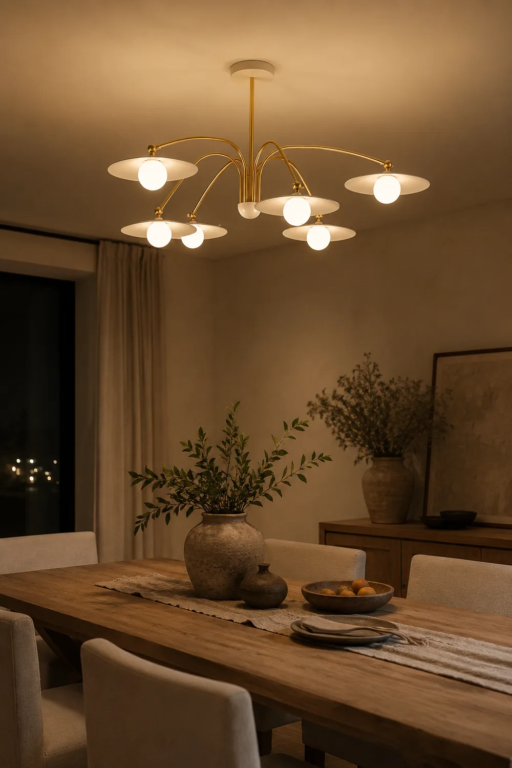 Cairns Minimalist Blown Metal Pendant Light, White/Gold - Lumpaz