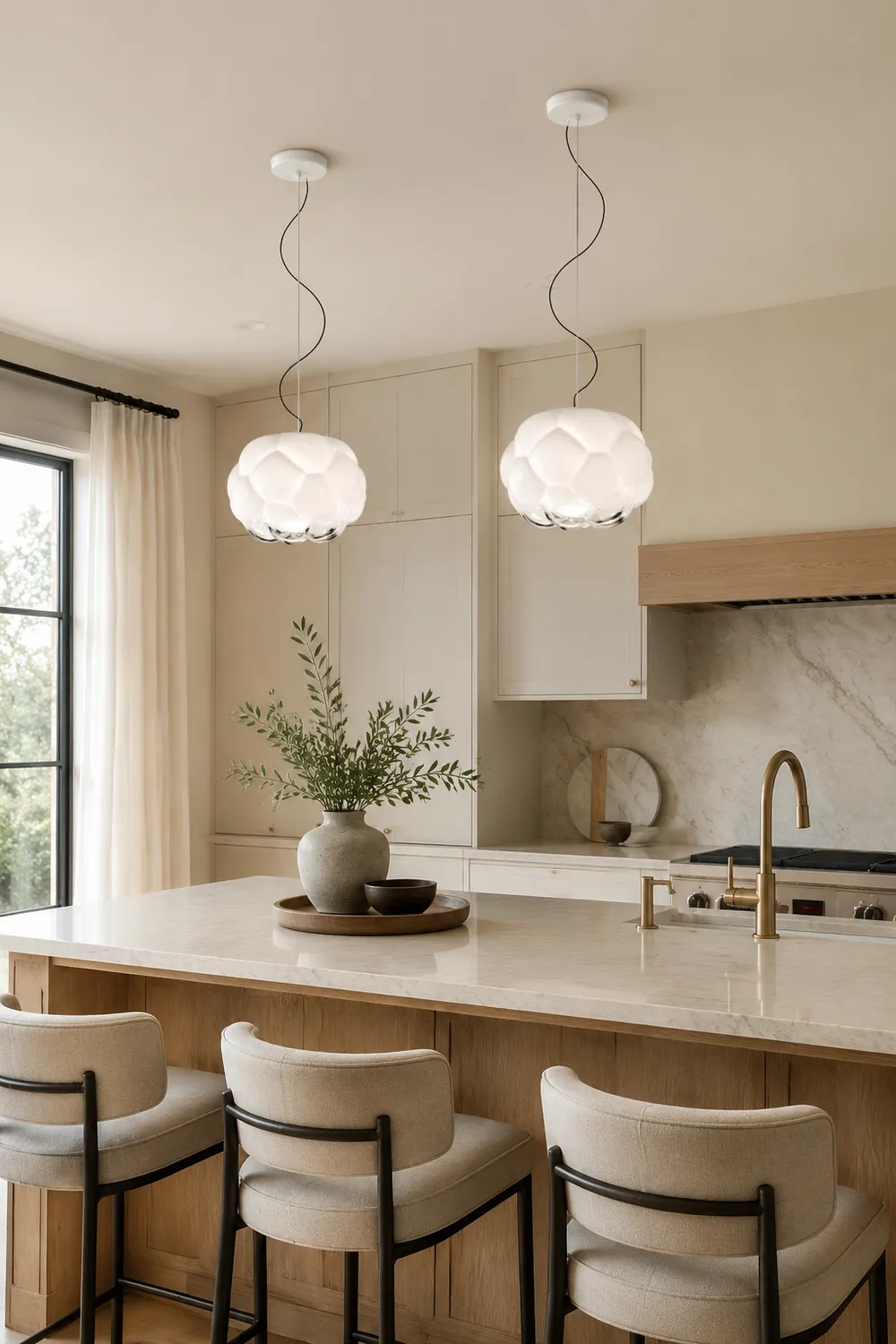 Modern Bostock Cloud Glass Pendant Light, White - Lumpaz