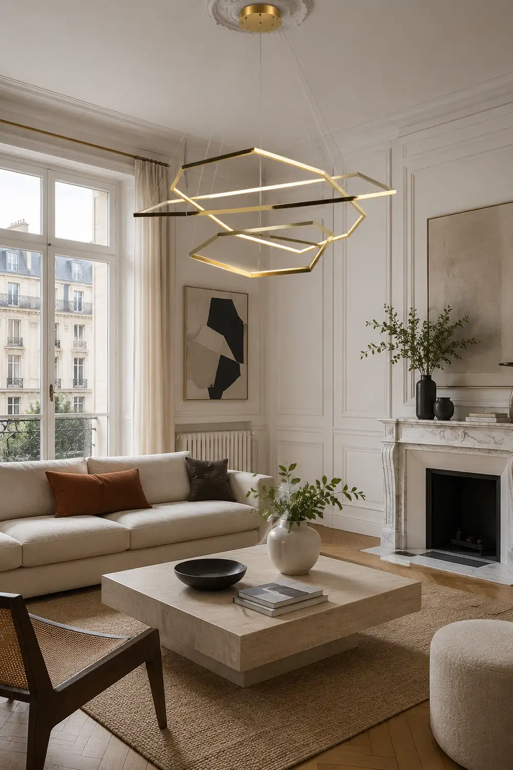 Edge Minimalist Geomatic Metal Pendant Light, Gold, DIY - Lumpaz