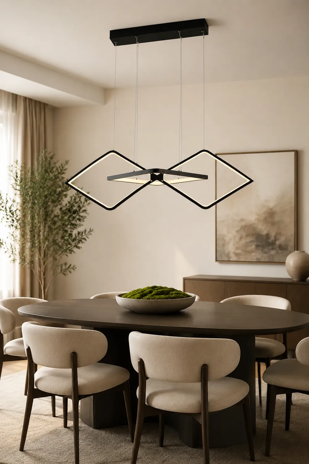 Bouvet Minimalist Geometric Metal Pendant Light, Black/Gold - Lumpaz