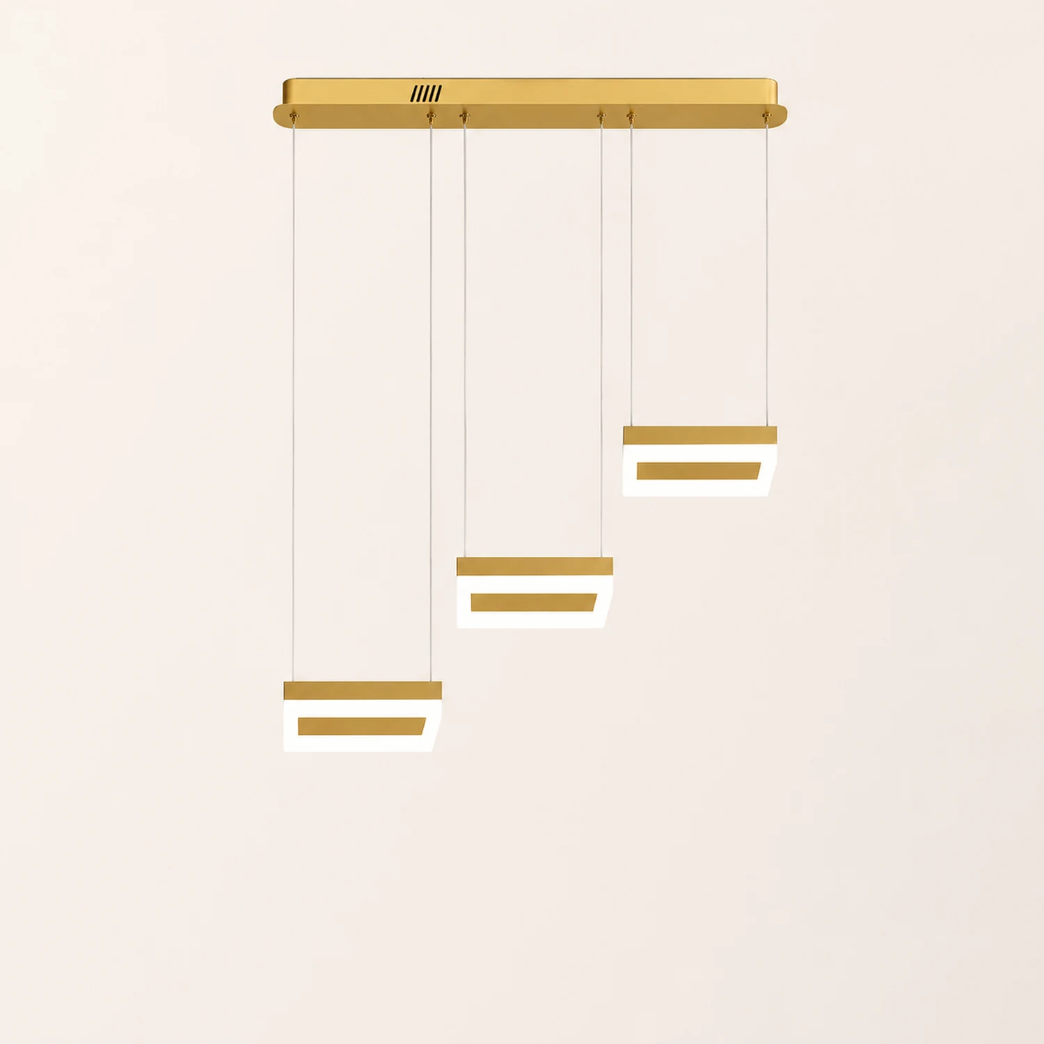 Raheel Modern Gold Cluster 3 Lights Pendant Light, Square - Lumpaz