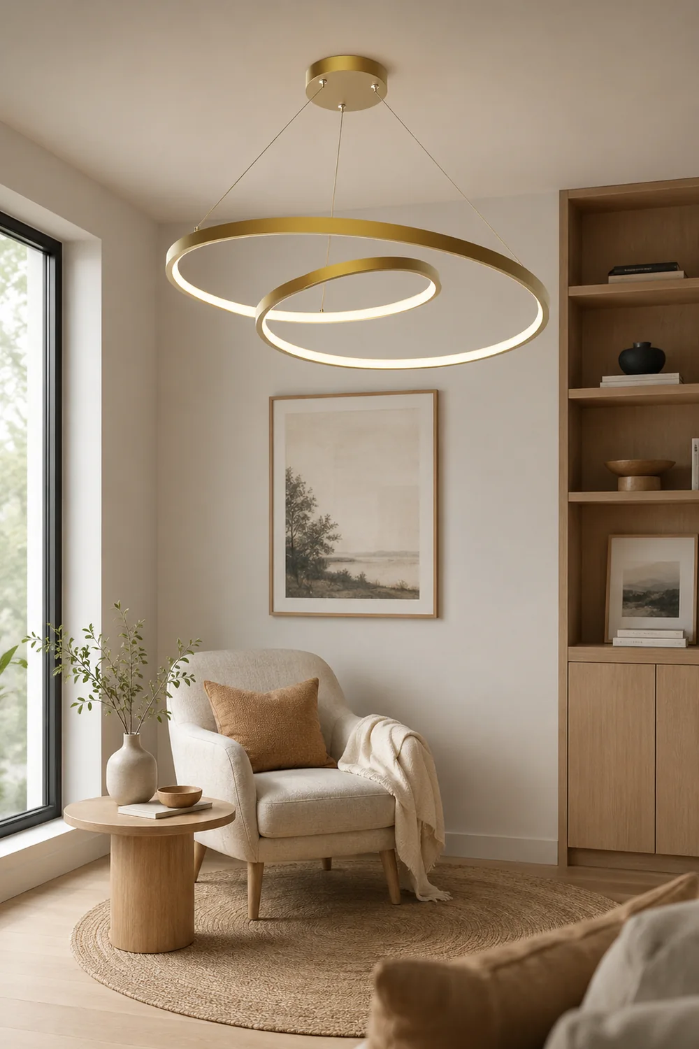 Arisha Pendant Light Curved Circle, Brass - Lumpaz