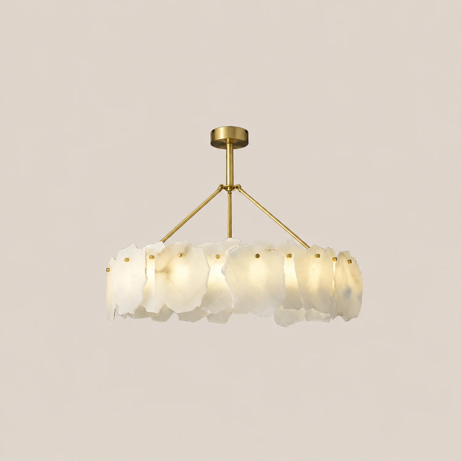 Marilyn Modern Marble Gold Round Pendant Light, Living Room - Lumpaz