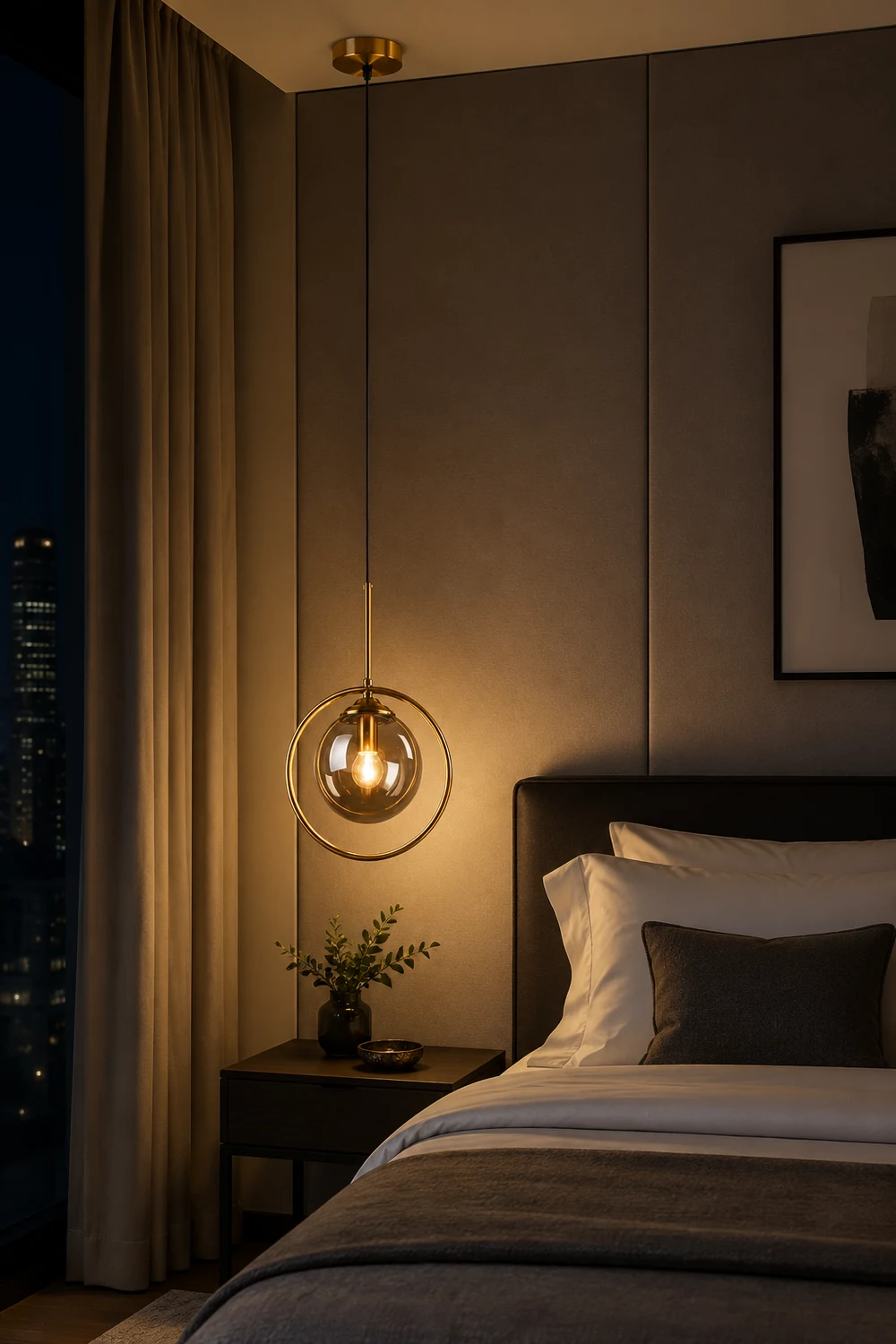 Hailie Luxury Global Glass Pendant Light Aith A Metal Ring - Lumpaz