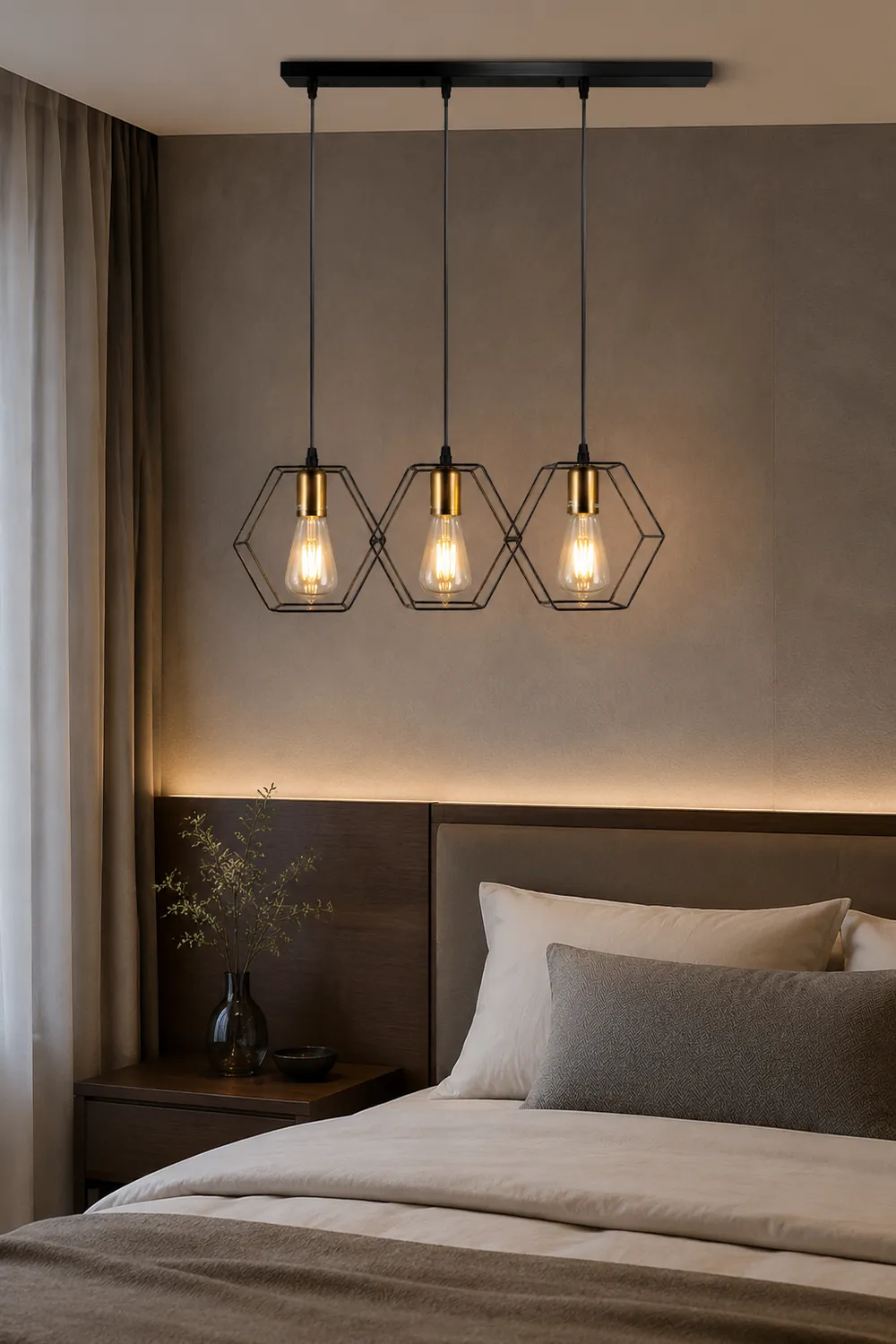 Bouvet Rustic Farmhouse 3/5 Light Pendant, Black - Lumpaz