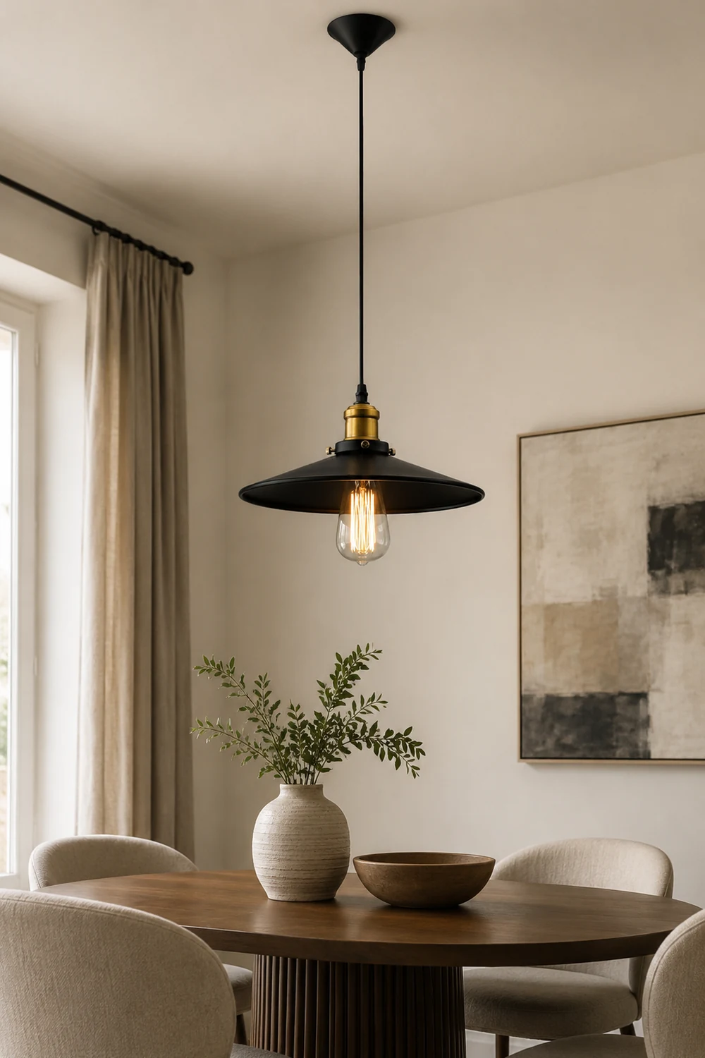 Alessio Modern Industrial Pot Metal Pendant Light, Black - Lumpaz