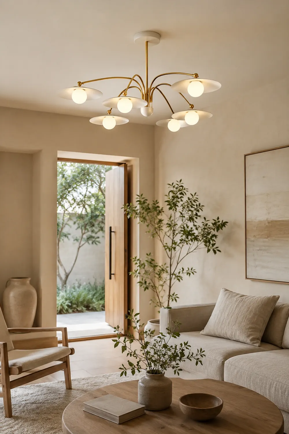 Cairns Minimalist Blown Metal Pendant Light, White/Gold - Lumpaz
