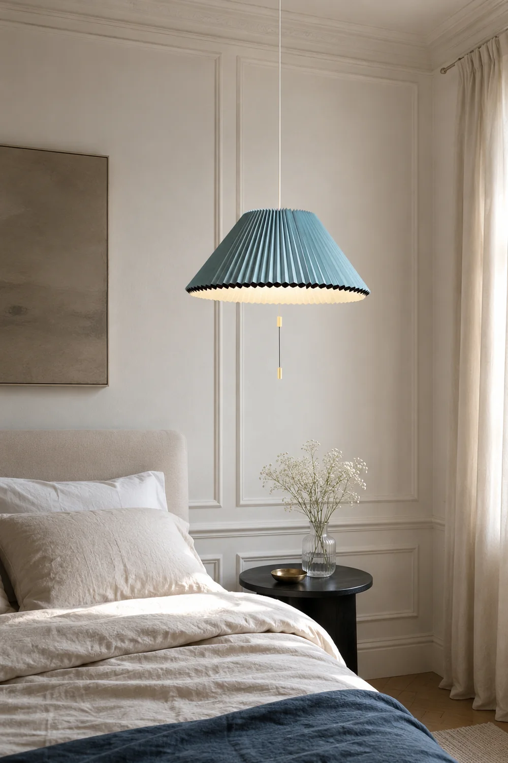 Morandi Modern Verstellbare Stofffalten Pendelleuchte, Braun/Weiß/Blau - Lumpaz