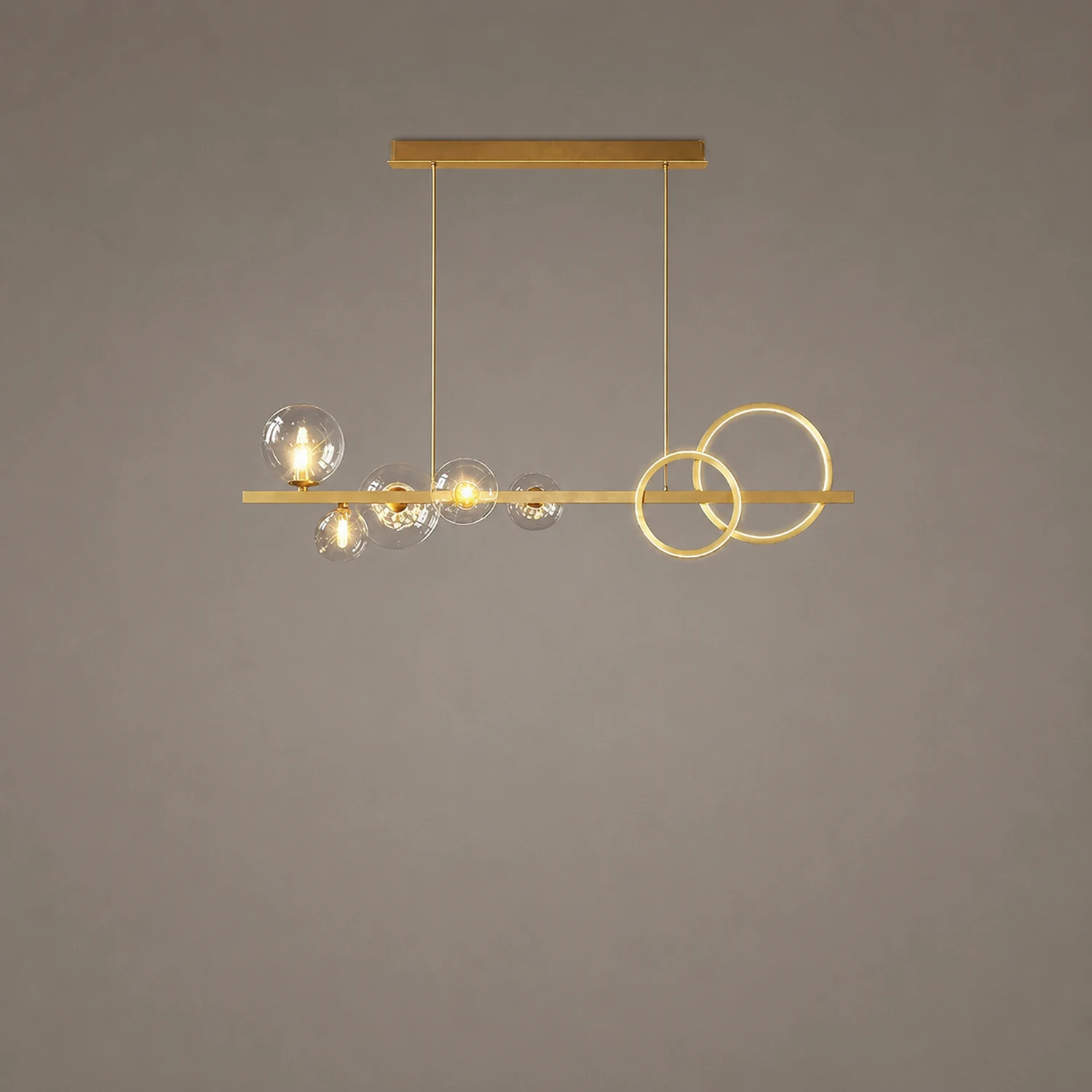 Valentina Pendant Light Bubble Circle Modern, Metal, Black/Gold, Bedroom - Lumpaz
