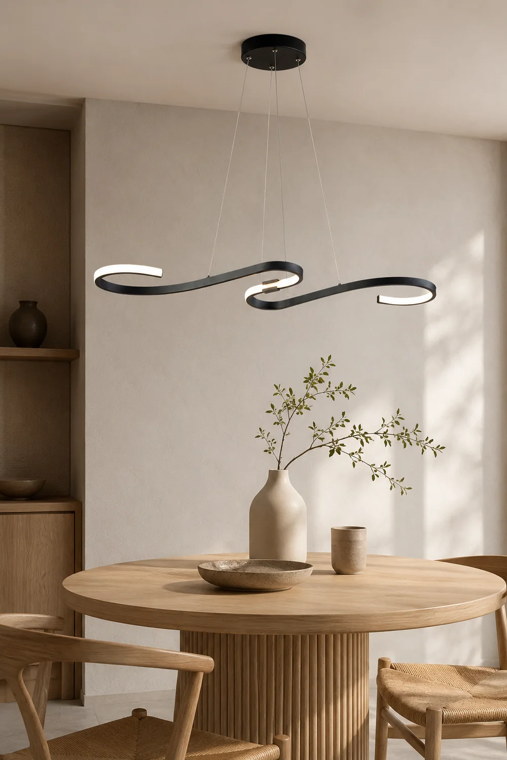 Post Modern Metal Linear Pendant Light, Black/White - Lumpaz