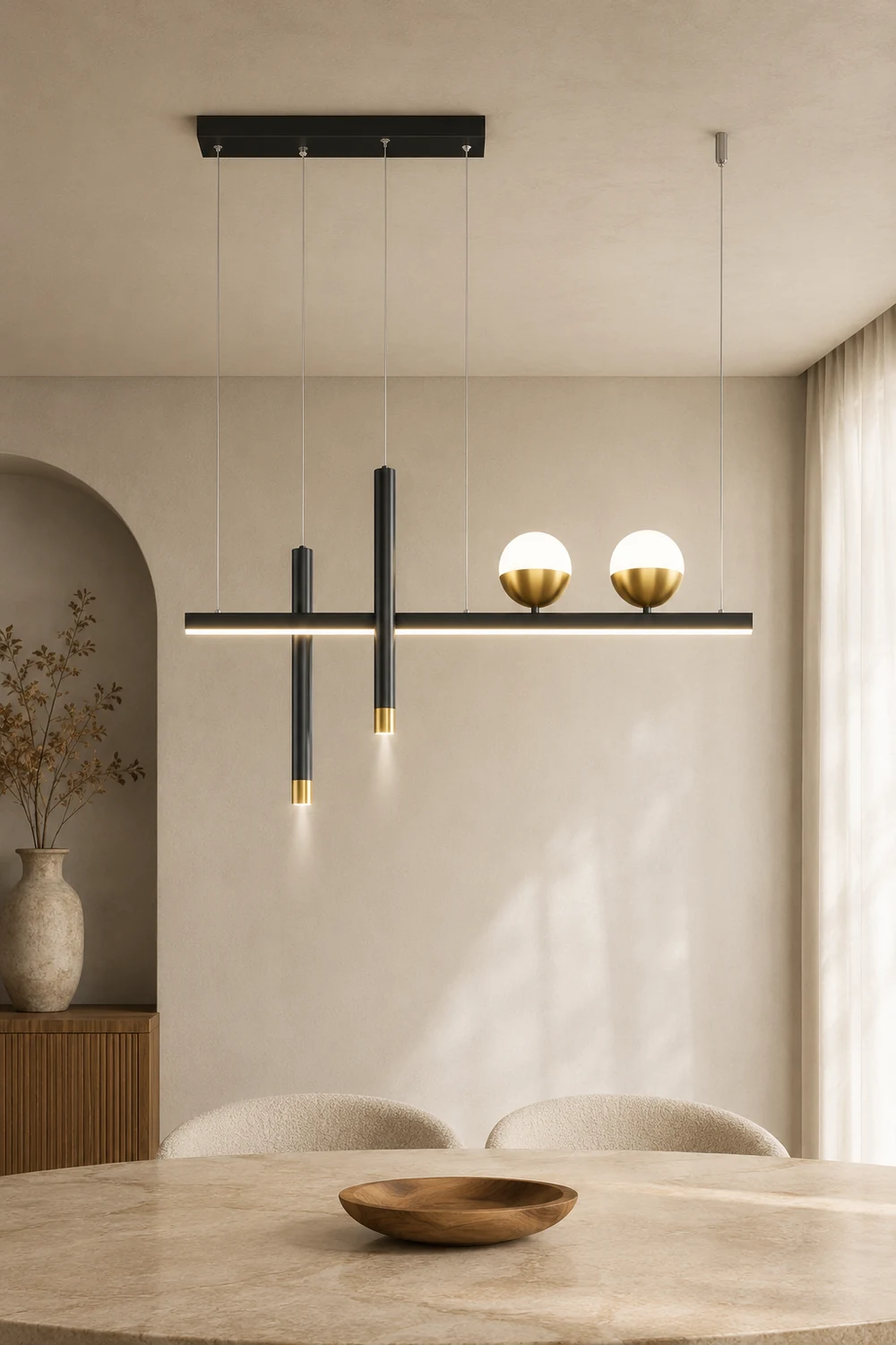 Madina Modern Globe Metal/Acrylic Pendant Light, Dining Room - Lumpaz