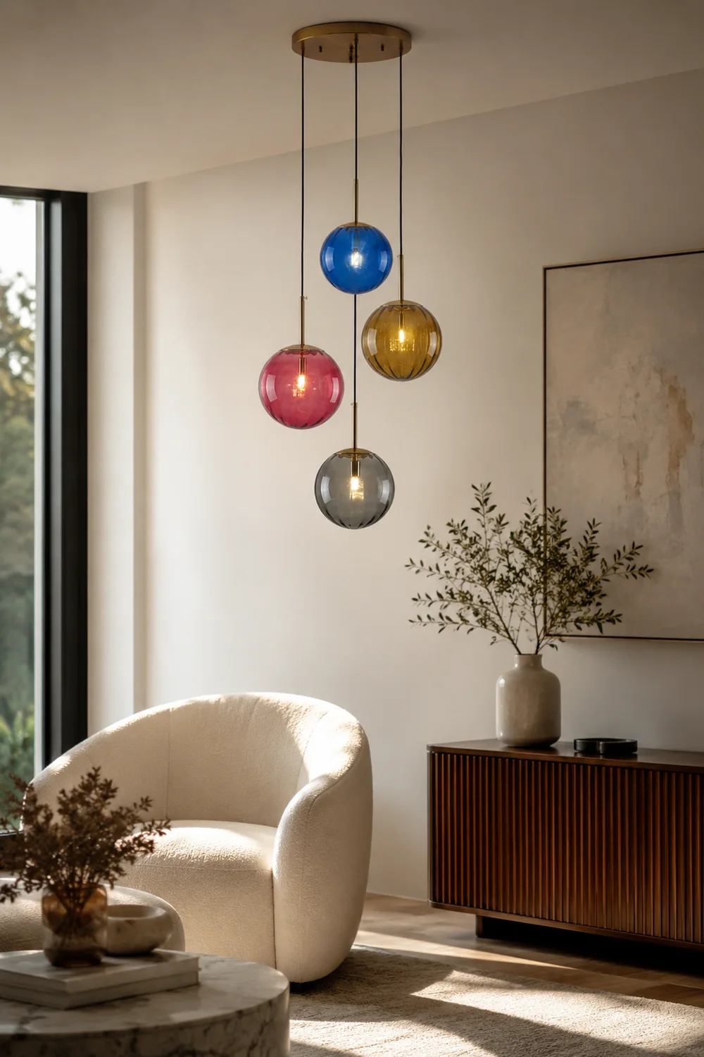 Hailie Modern Pendant Light Clear Bubble Gradient, Glass - Lumpaz