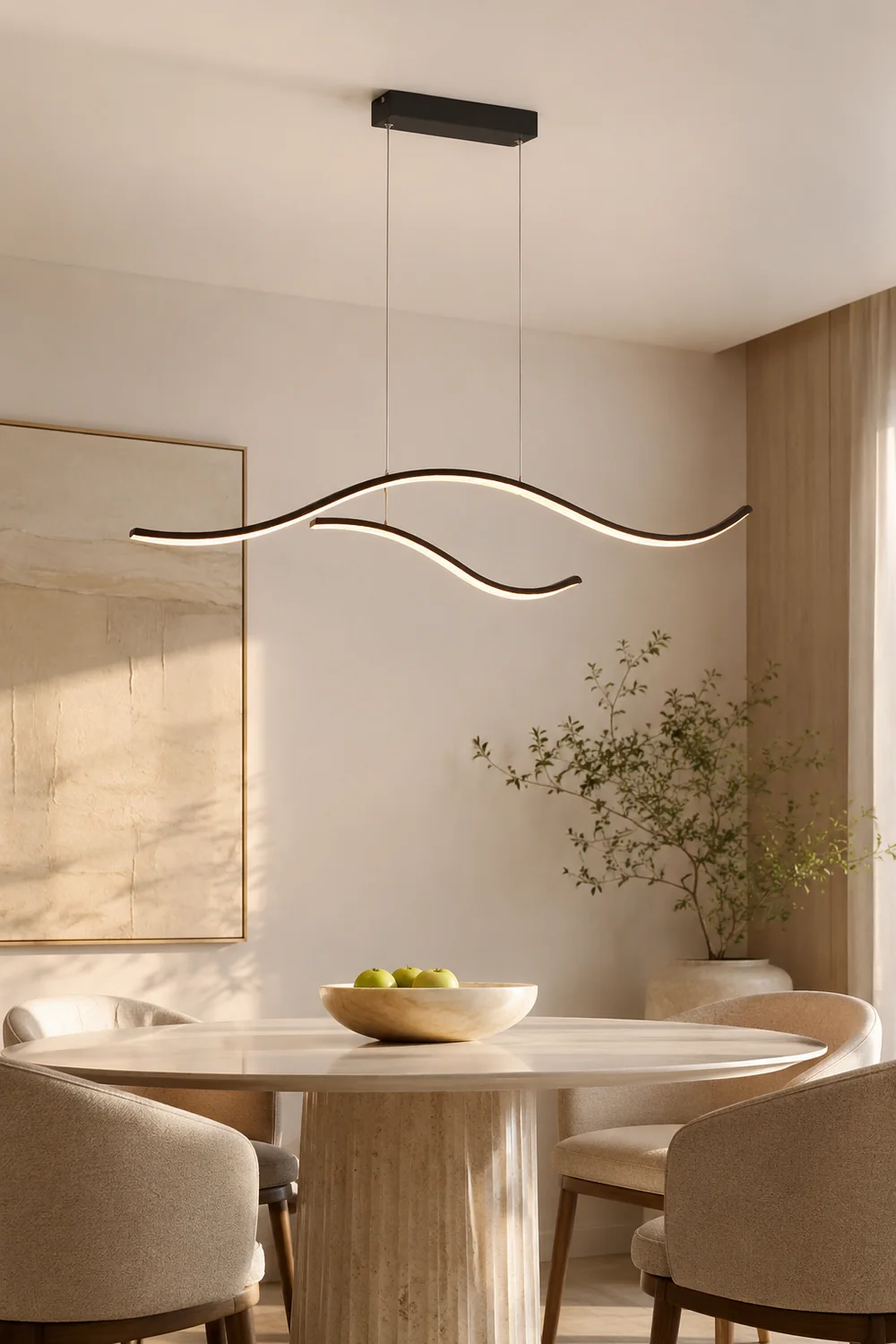 Curved Linear Pendant Light, Black/Gold - Lumpaz