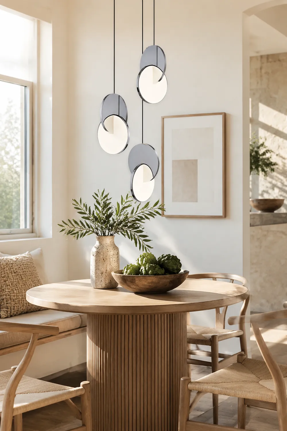 Welsh Pendant Light, Disc, Gold/Silver - Lumpaz
