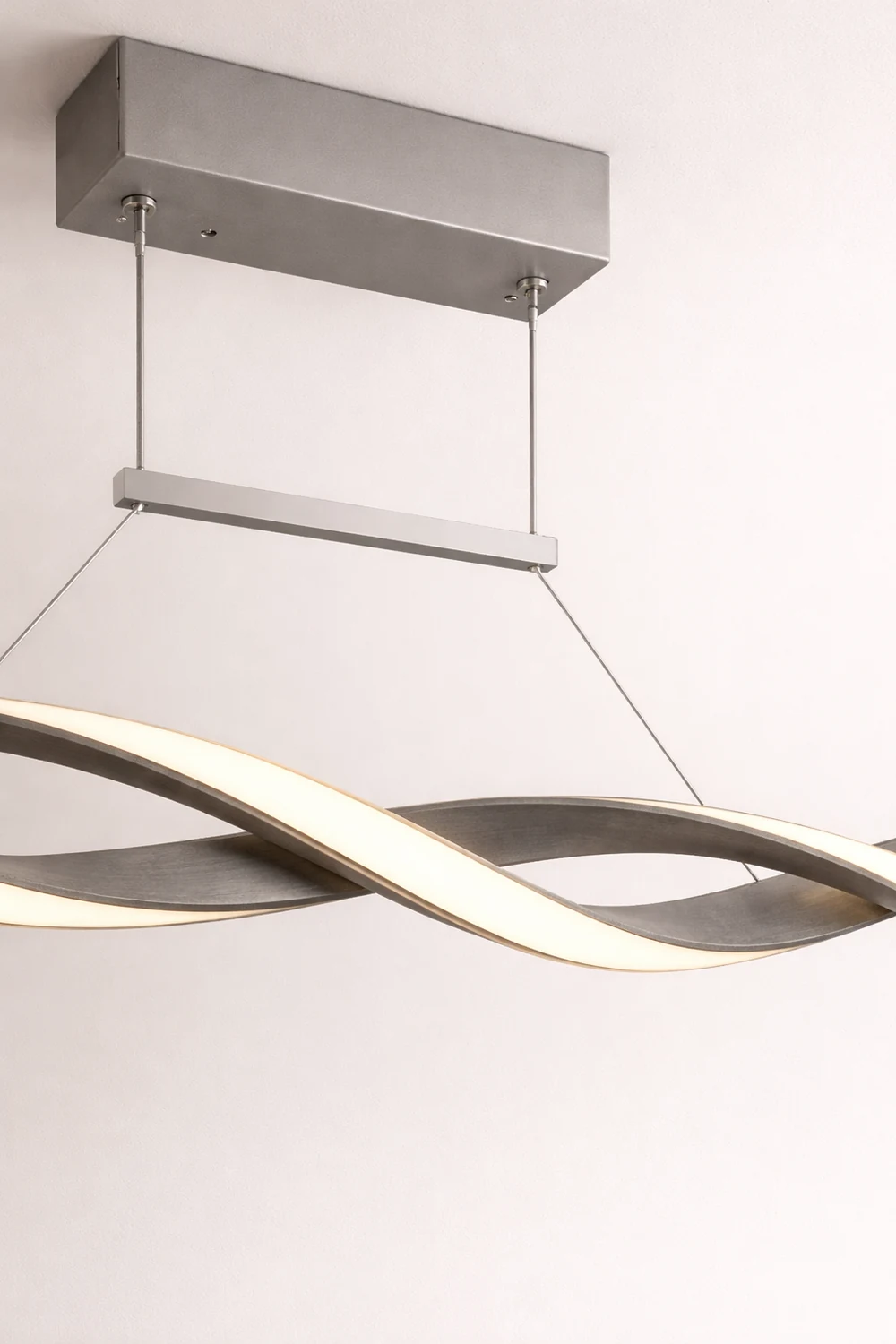 Pendant Light Linear Double Wave Modern, Metal, Black/Gray, Bedroom - Lumpaz