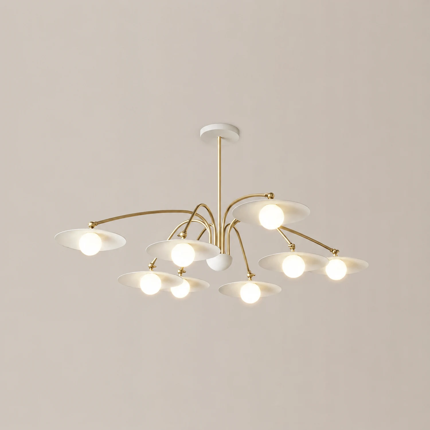 Cairns Minimalist Blown Metal Pendant Light, White/Gold - Lumpaz
