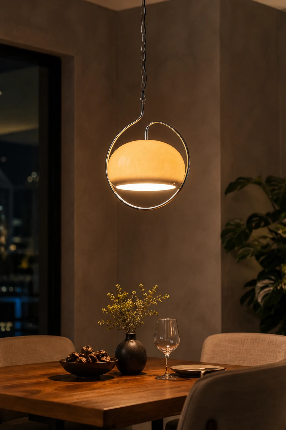 Hailie Retro Glass Pendant Light, Brown/White - Lumpaz
