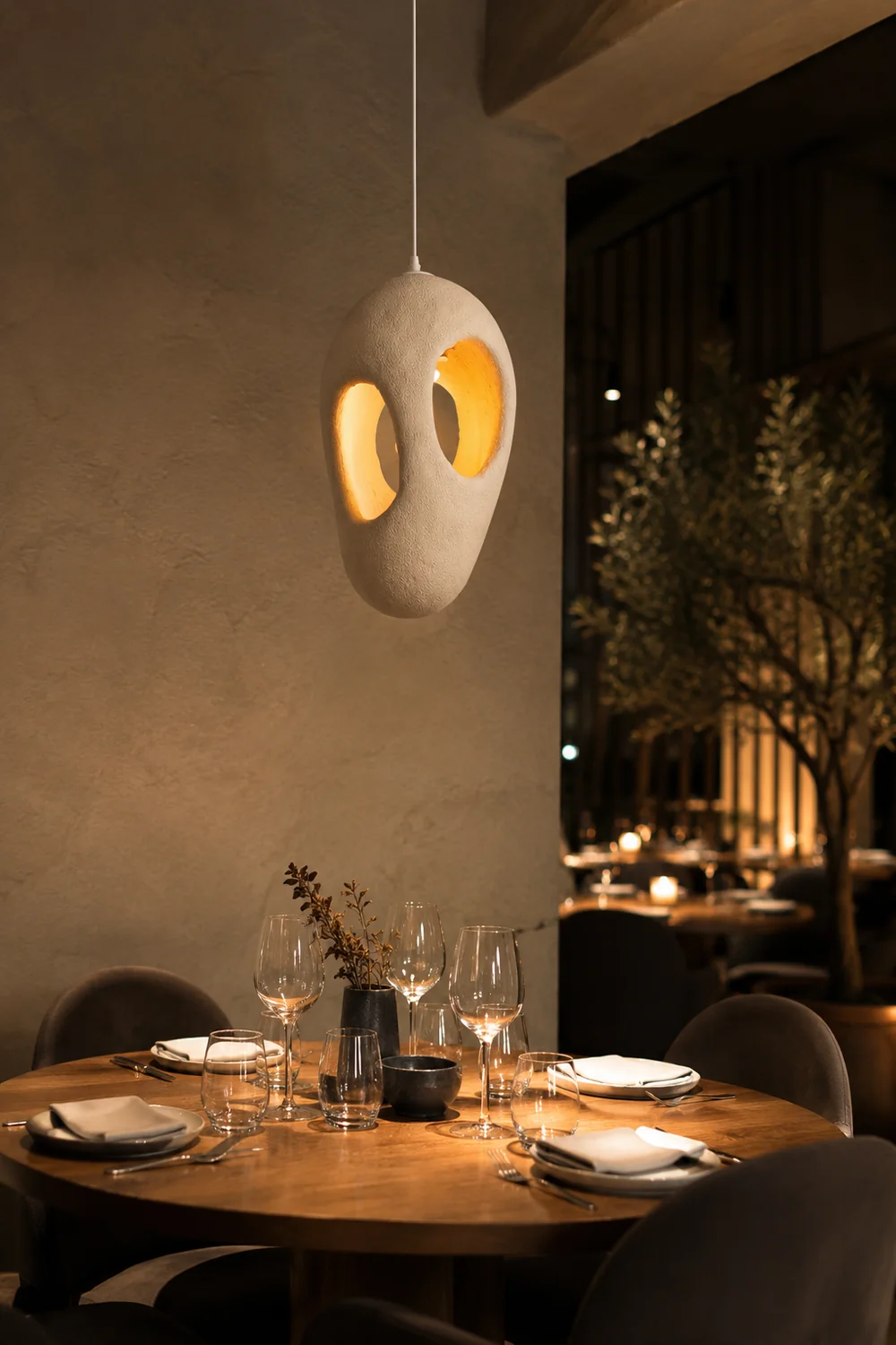 Hand-Built White Pendant Lamp - Lumpaz