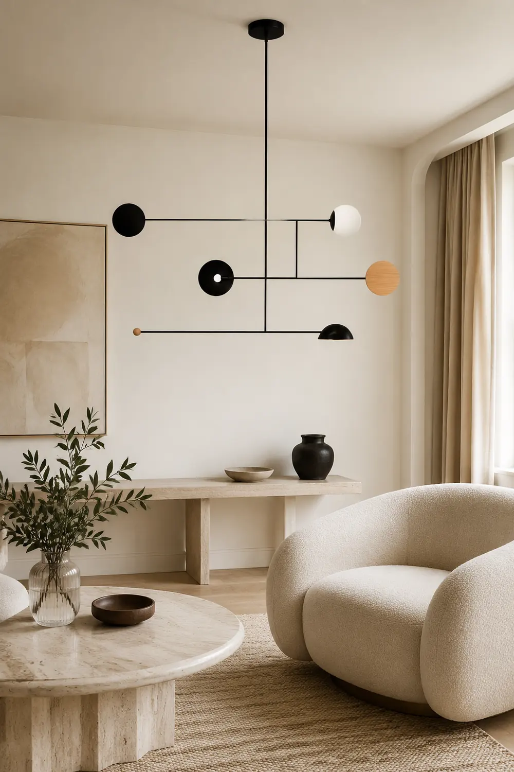 Avi Minimalist Round Metal Led Pendant Light, Living Room - Lumpaz