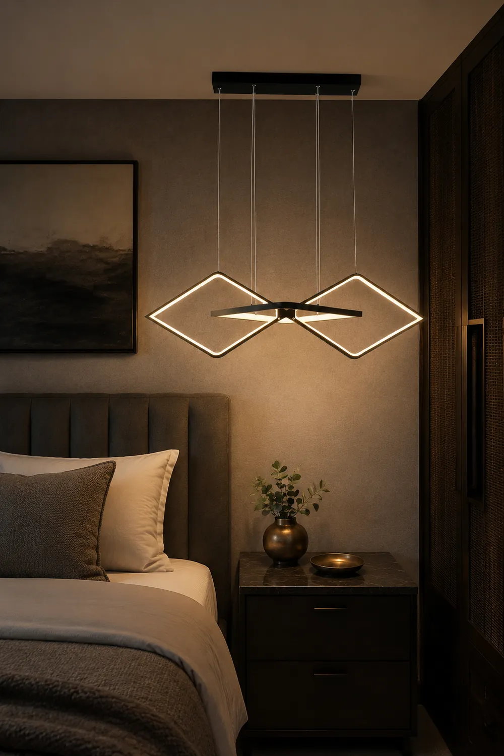 Bouvet Minimalist Geometric Metal Pendant Light, Black/Gold - Lumpaz