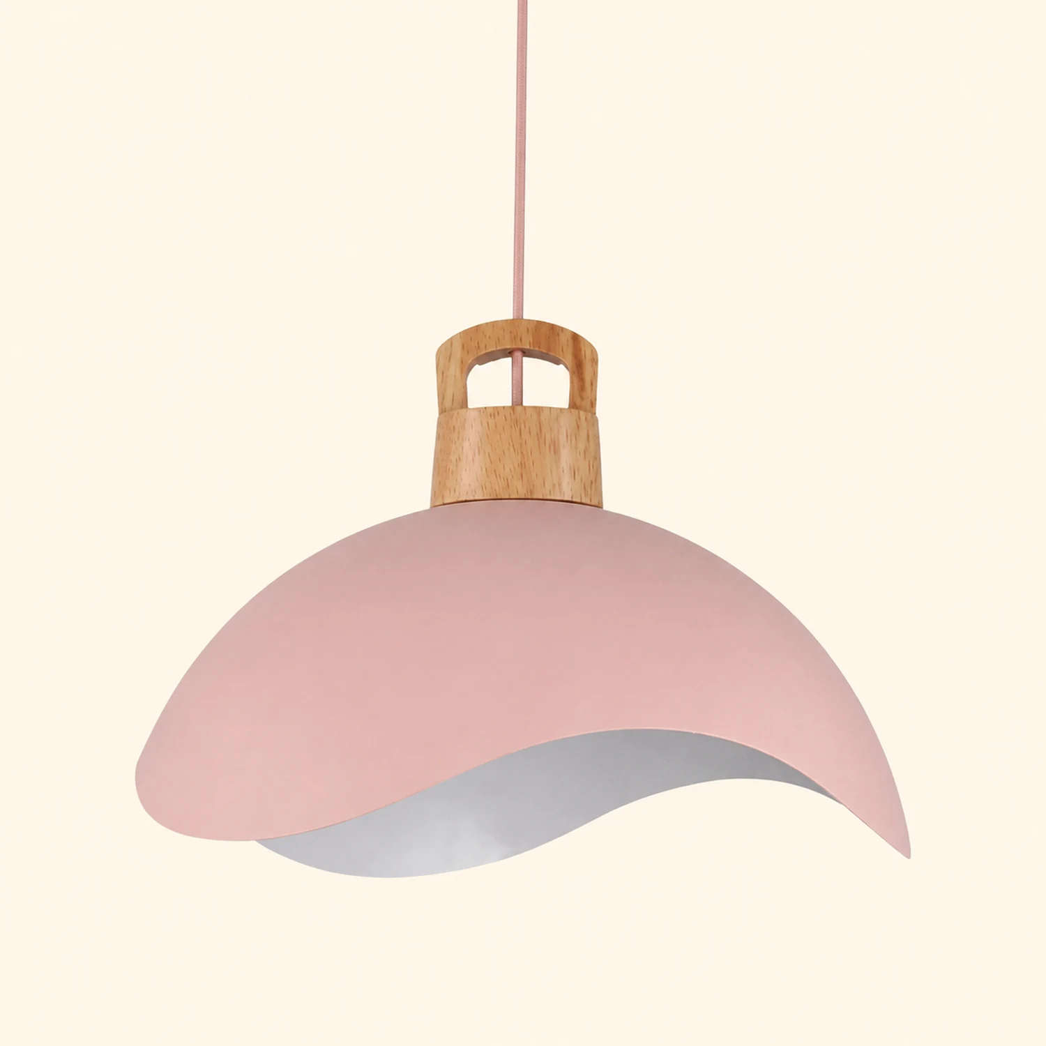Morandi Colorful Shade Single Pendant Lights, Wood & Metal - Lumpaz