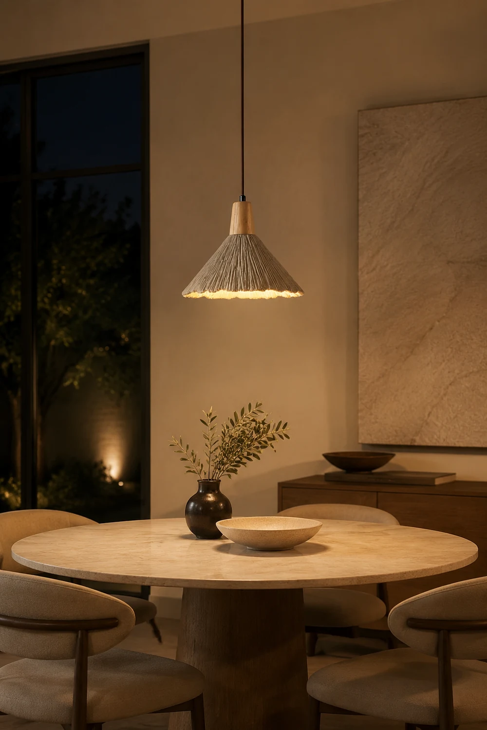 Concrete Pleated Pendant Lamp - Lumpaz