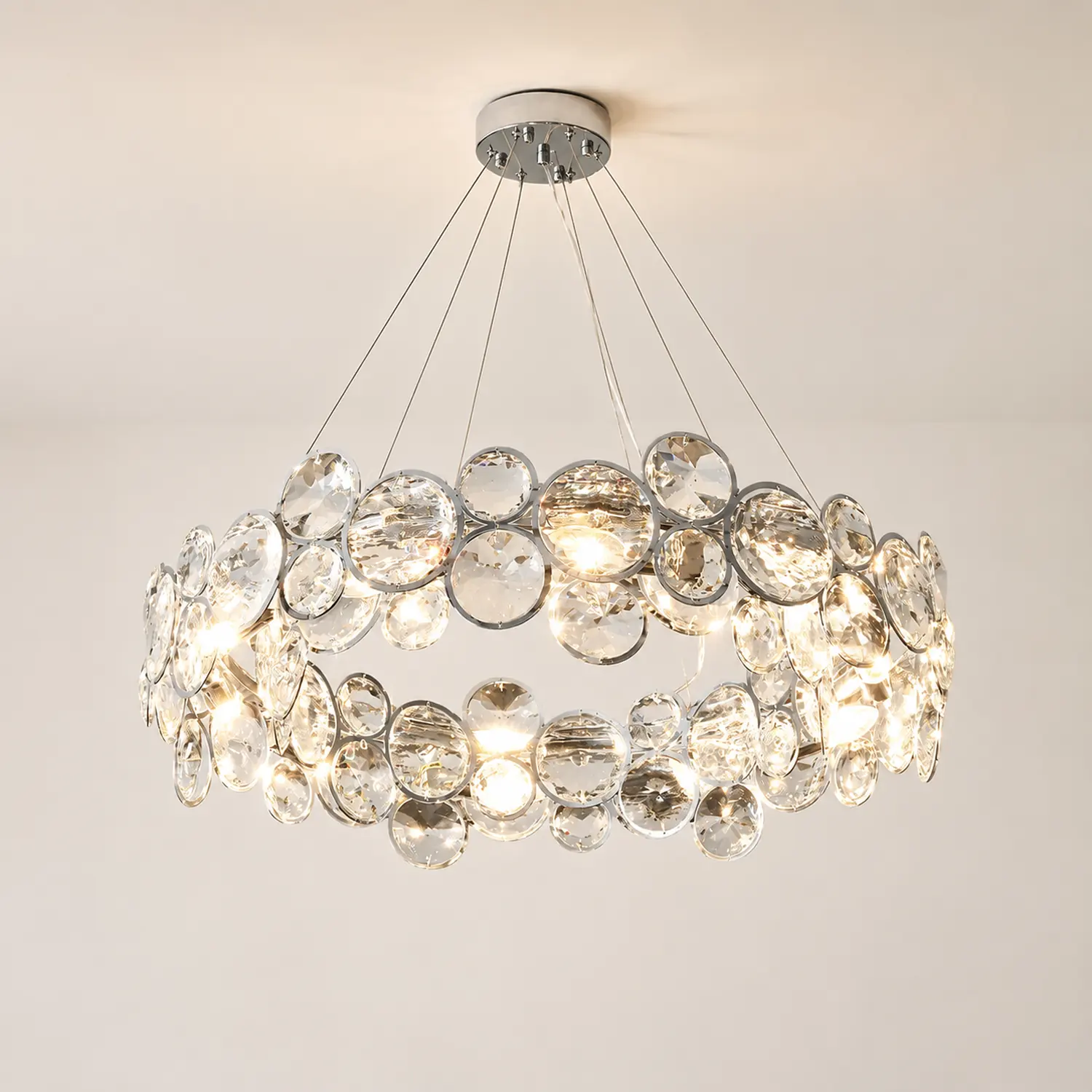 Chrome Round Crystal Chandelier - Lumpaz