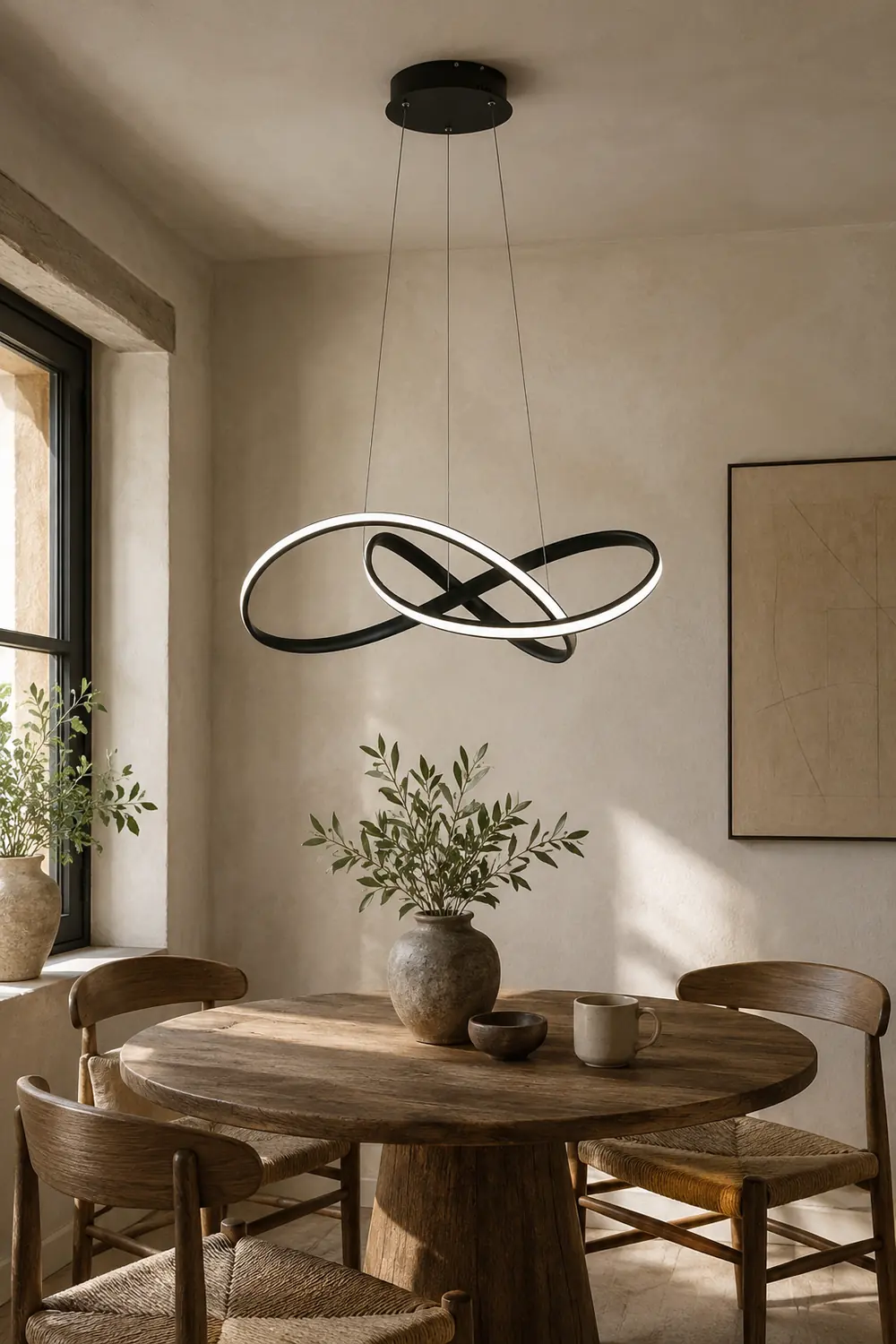 Pendant Light linear Modern, Acrylic/Metal, Black/White, Dining Room - Lumpaz