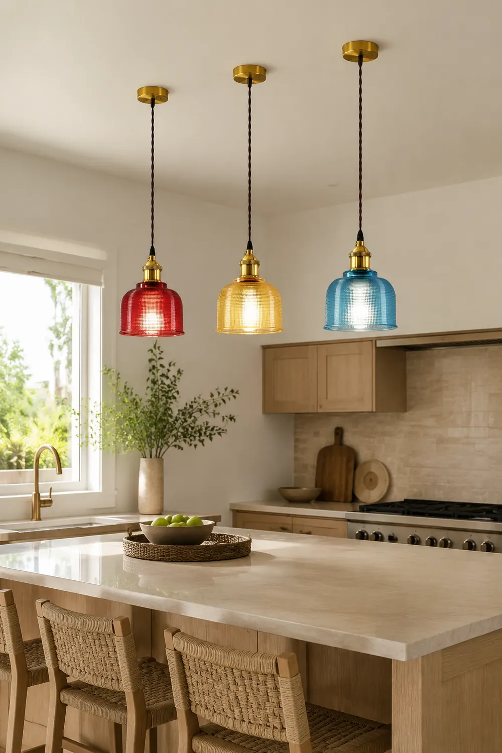 Hailie Glass Art Deco Pendant Lights,Colorful - Lumpaz