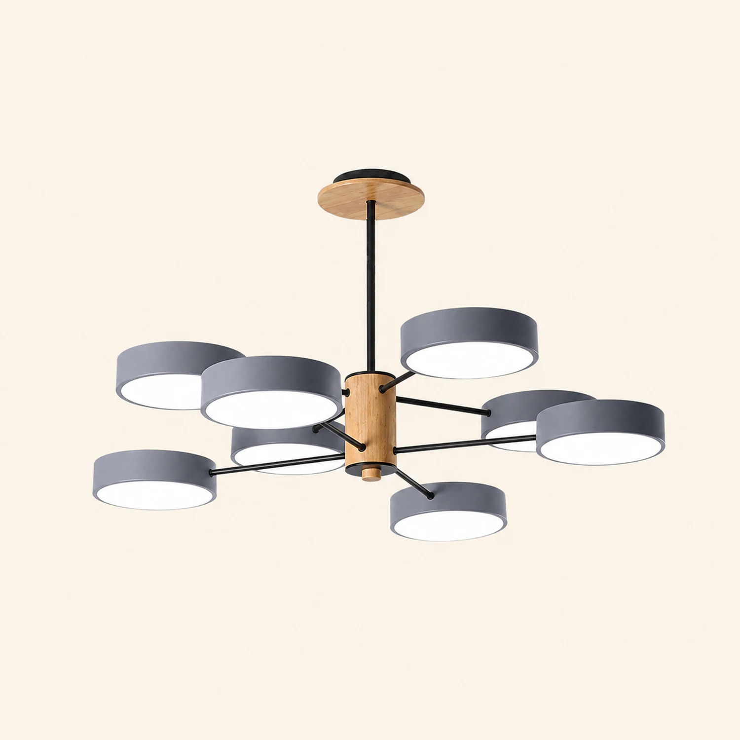 Sienna Art Deco Pendant Light, White/Green/Gray, Metal/Wood - Lumpaz