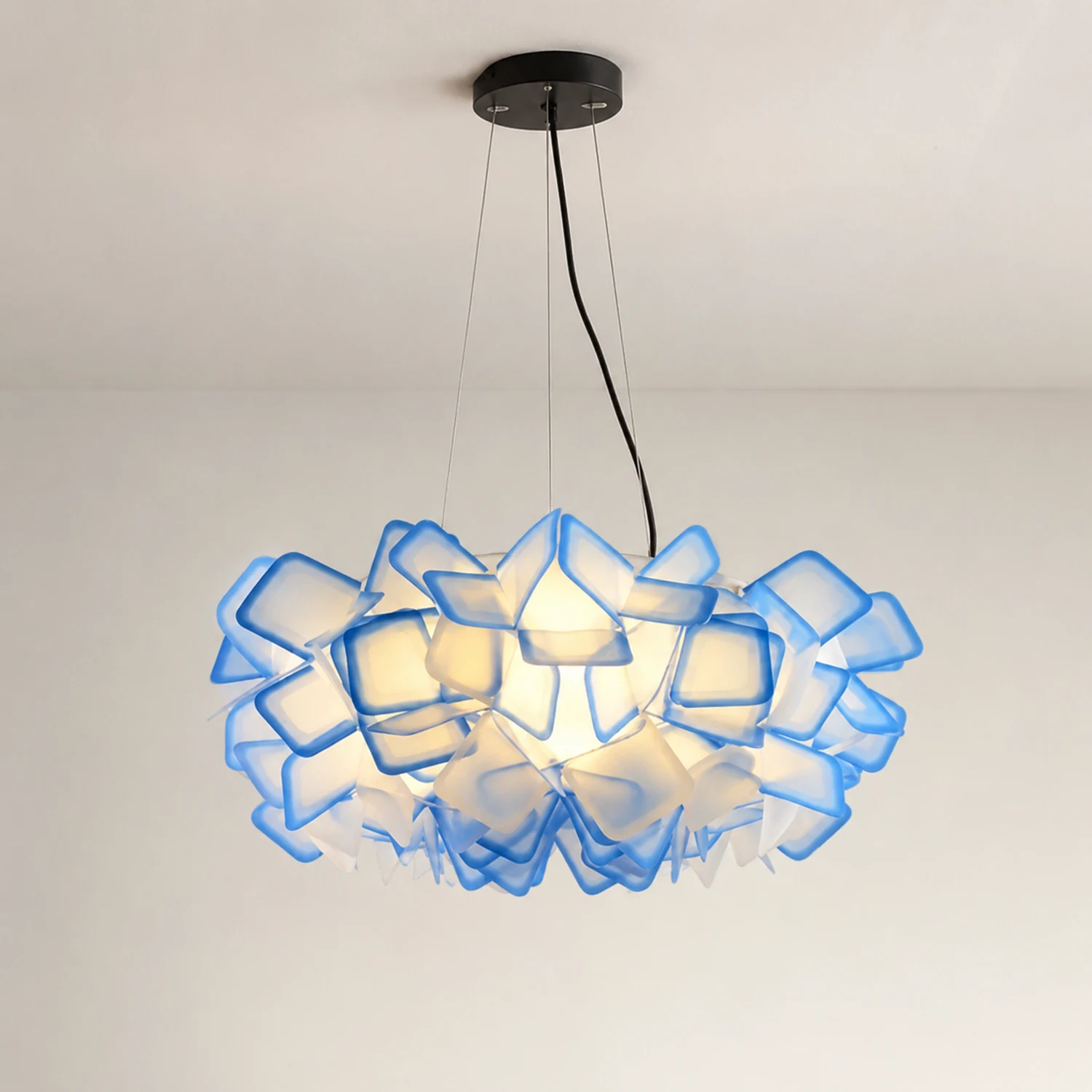 Bella Modern Decorative Flower Acrylic Pendant Light, Black/Blue - Lumpaz