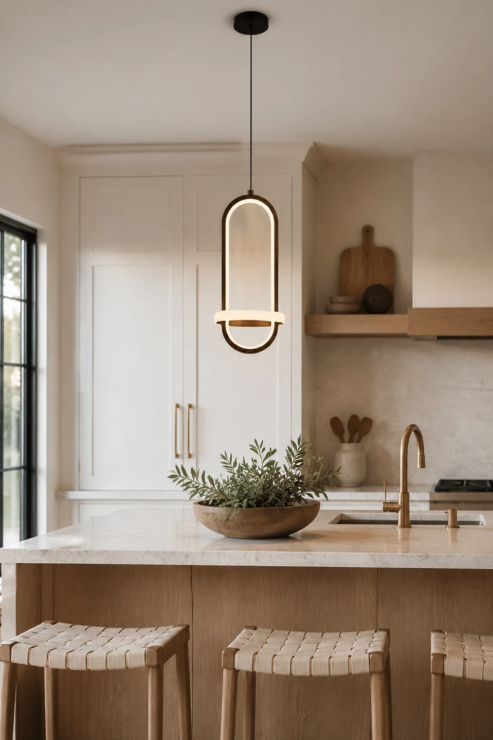 Nyla Modern Minimalist LED Ring Pendant Light, Black/Gold - Lumpaz