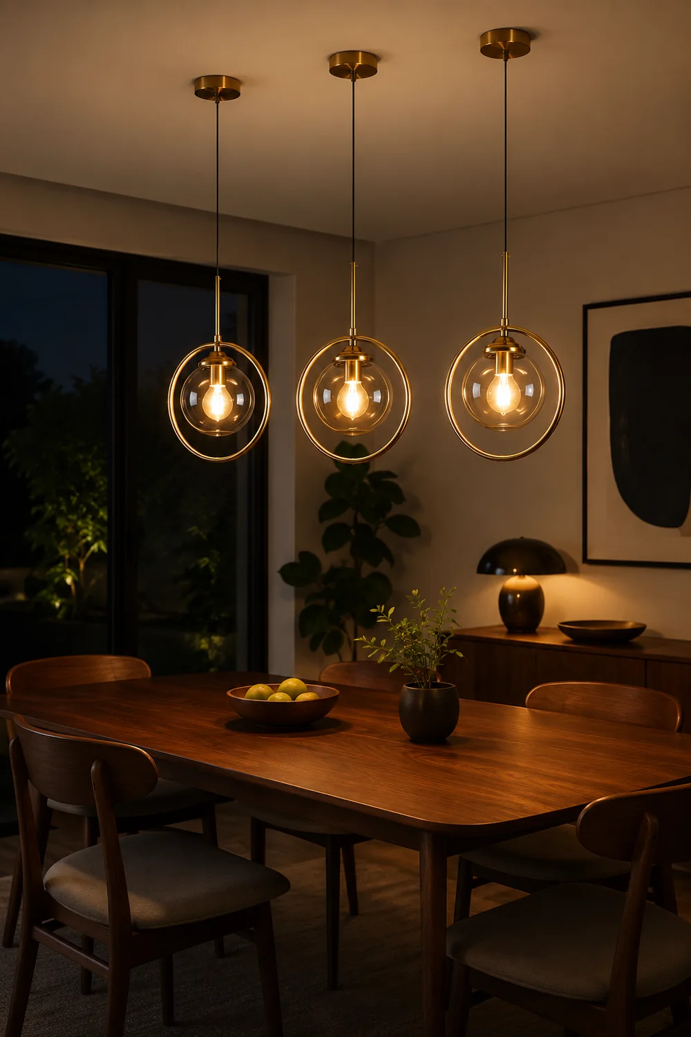 Hailie Luxury Global Glass Pendant Light Aith A Metal Ring - Lumpaz