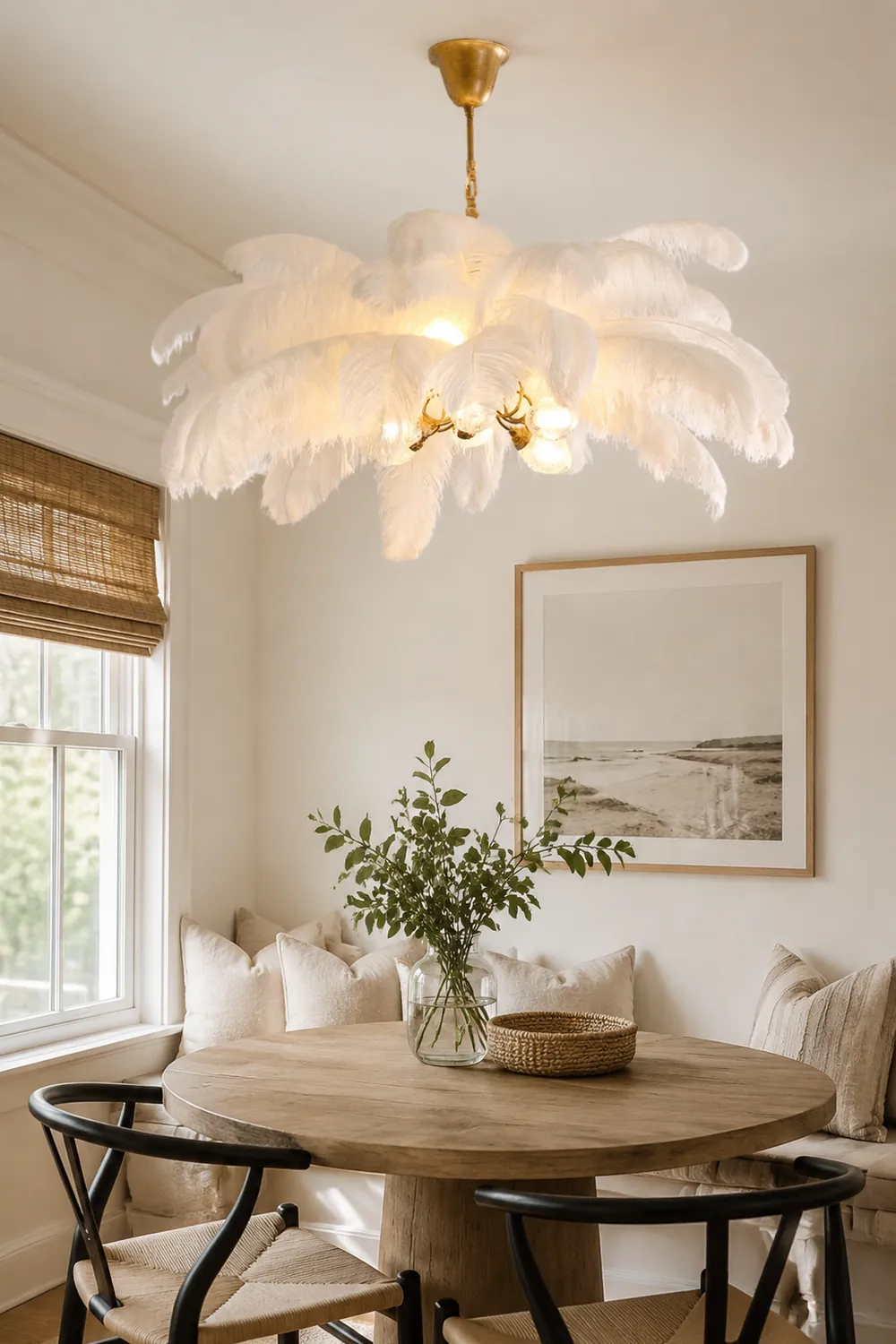 O'Moore Nordic Luxury Pendant Light, Brass/Feather - Lumpaz