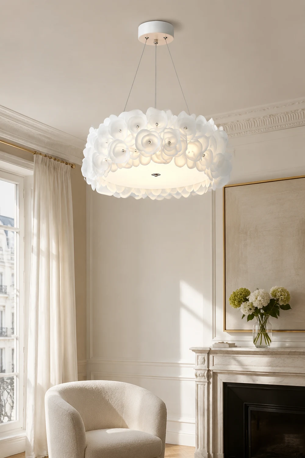White Hydrangea Pendant Lamp - Lumpaz