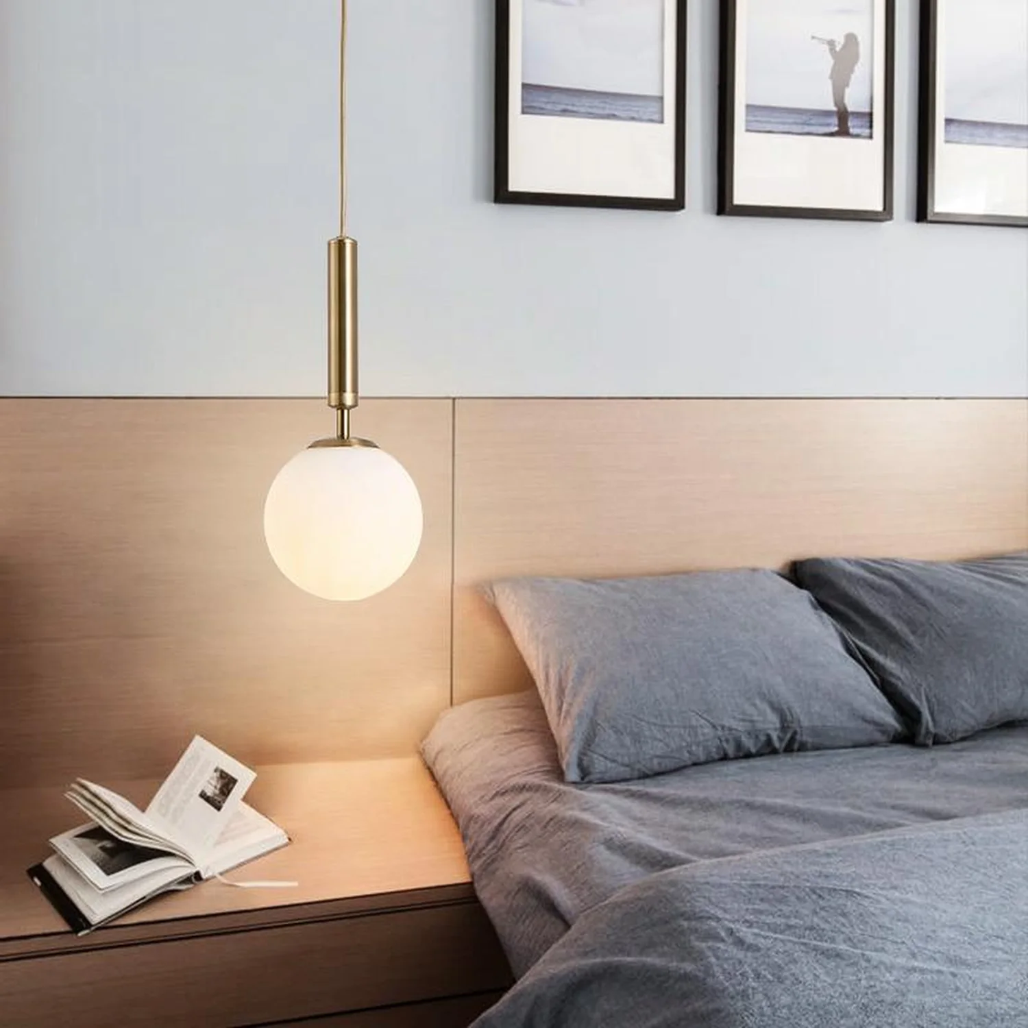 Valentina Modern Glass Ball Pendant Light, White/Clear - Lumpaz