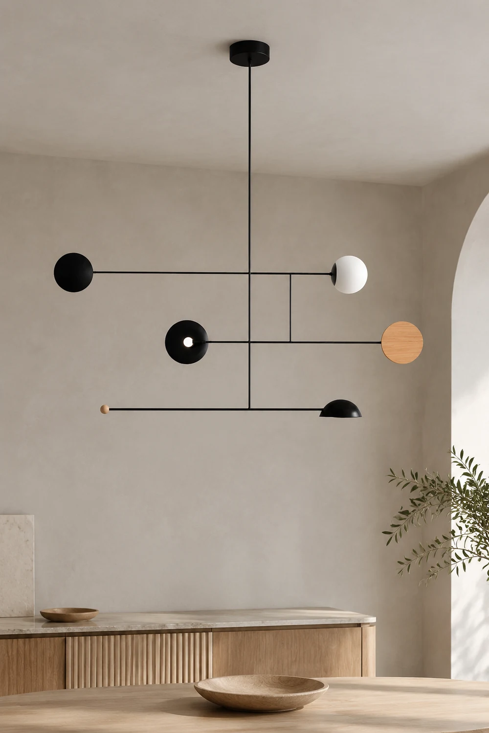 Avi Minimalist Round Metal Led Pendant Light, Living Room - Lumpaz