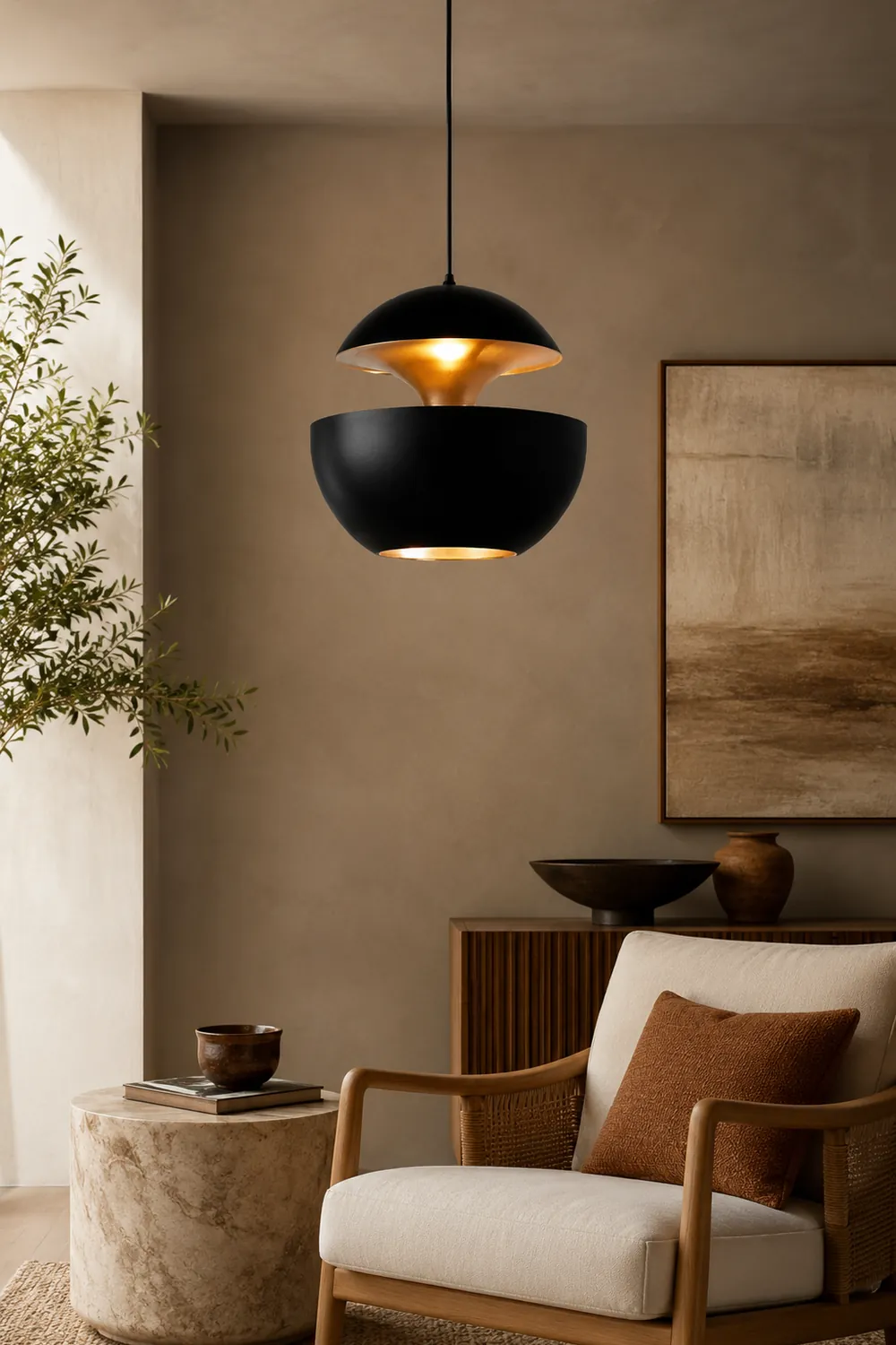 Nazifa Metal Modern Pendant Light, Black / White - Lumpaz