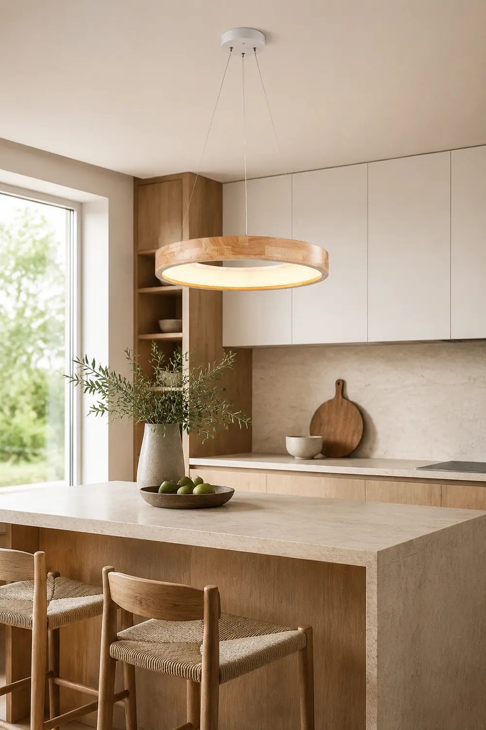 Ozawa Modern Ring Wood Pendant Light - Lumpaz