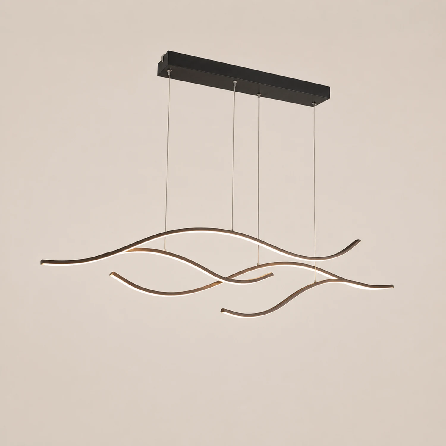Pendant Light, Multi-Curved, Black/Gold, Metal - Lumpaz