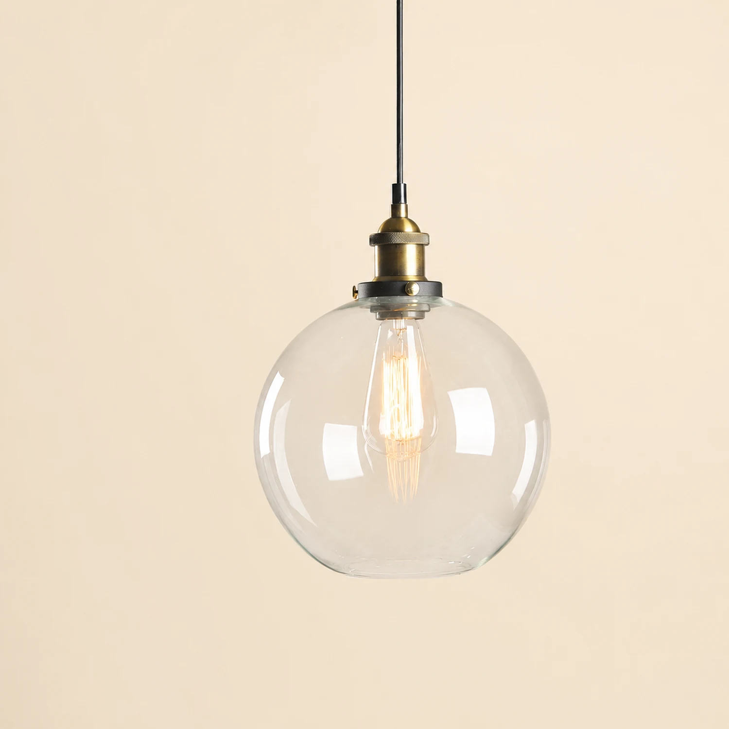 Levy Industrial Metal/Glass Pendant Light Clear/Amber/Smoke Gray Dining Room - Lumpaz
