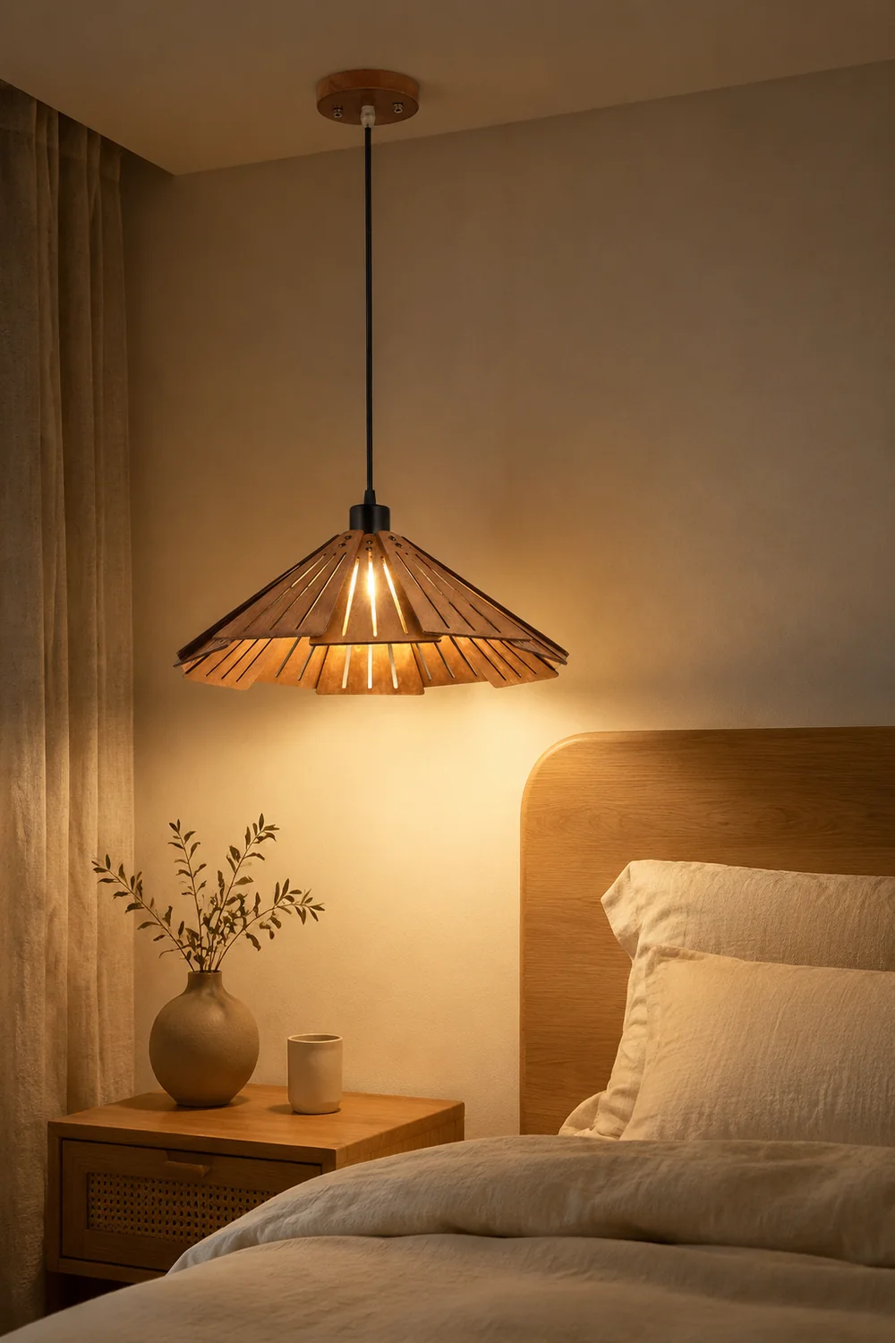 Samuels Retro Pendant Light, Metal & Wood - Lumpaz