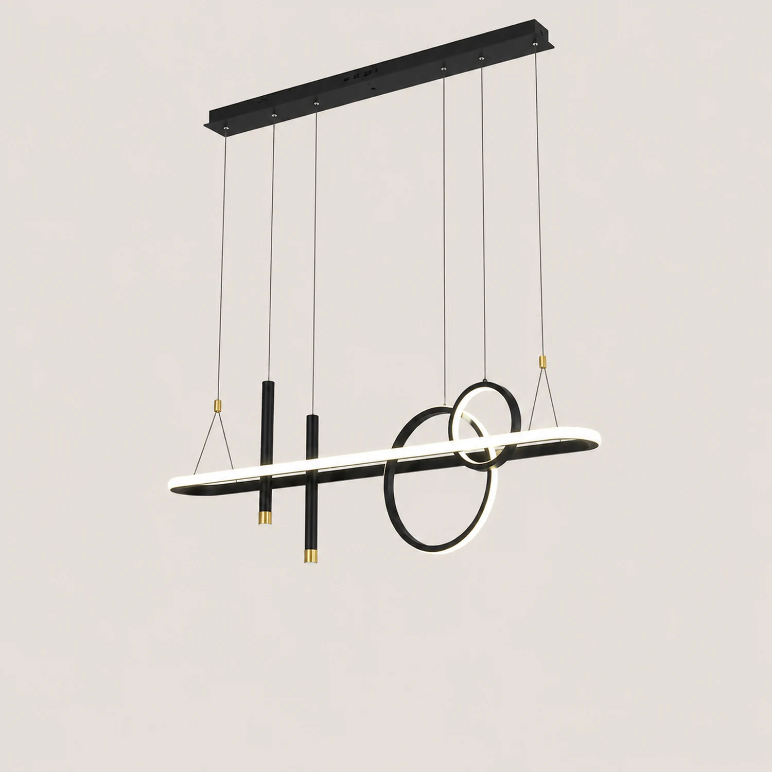 Madina Modern Ring Metal/Acrylic Pendant Light, Black/Gold - Lumpaz